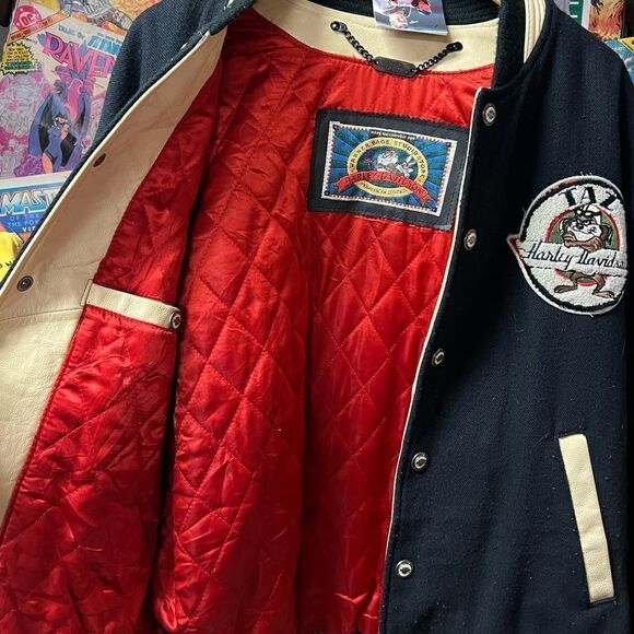 Harley Davidson Taz Motorcycle Leather Letterman Jacket Sz XL 1950 FL Vintage - Picture 7 of 9